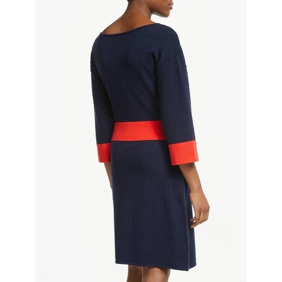 Boden Sweater Dress 10 Navy Blue Esmeralda Waist Tie Retro A-Line Mini - Picture 5 of 11